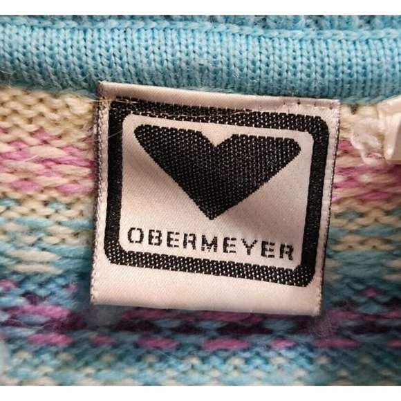 Vintage Obermeyer Womens Pullover Ski Sweater Blue Fair Isle Wool Blend See Info - Picture 6 of 10